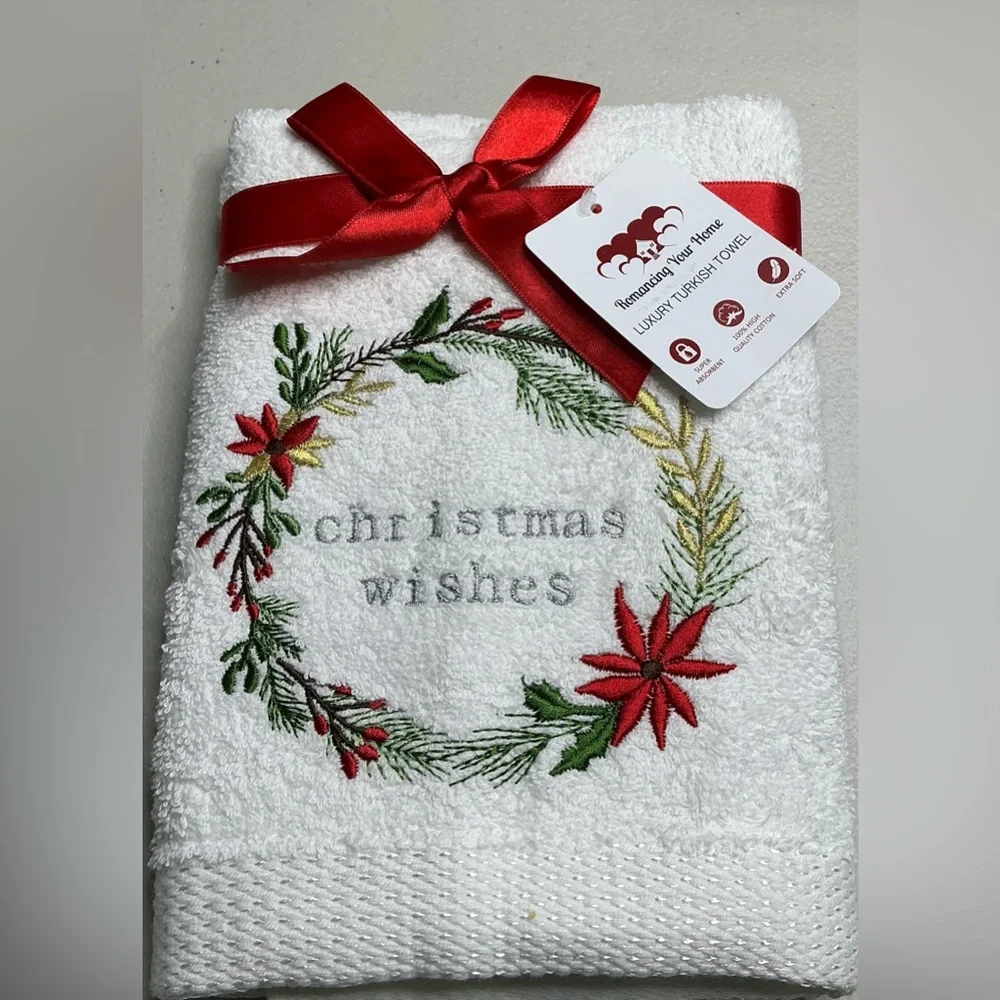 Kitchen Hand Towels Christmas POINSETTIA Dish Towels Bar Towels 18” X 25” New
